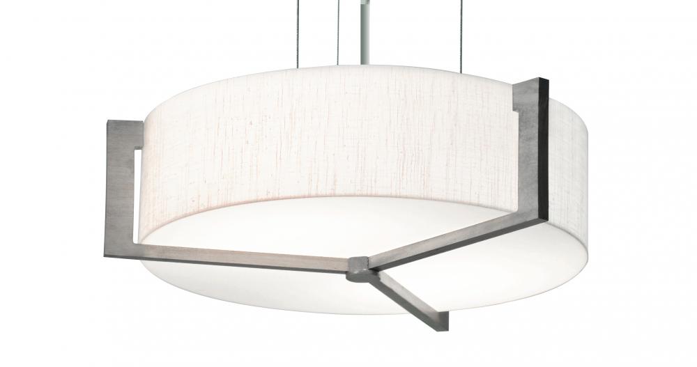 Apex 21'' LED Pendant - Weathered Grey - Linen White Shade