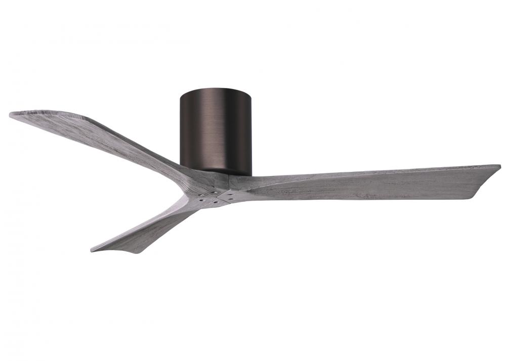 Irene-3H - Three Blade Flush Mount Paddle Fan - 52" - Brushed Bronze Finish - Barn Wood Tone Bla