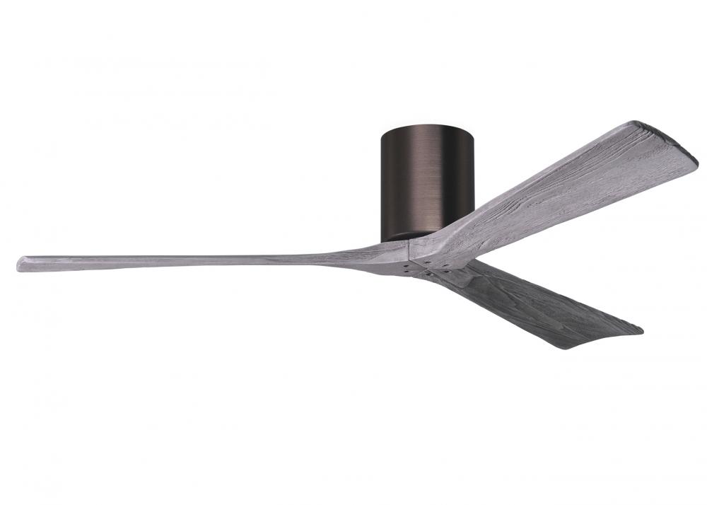 Irene-3H - Three Blade Flush Mount Paddle Fan - 60" - Brushed Bronze Finish - Barn Wood Tone Bla