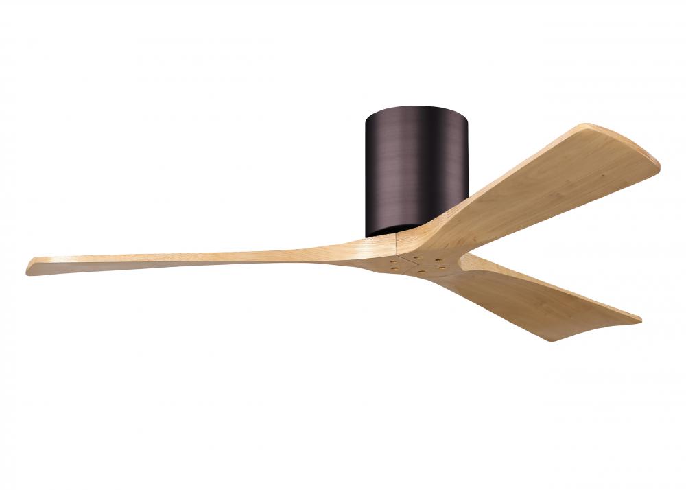 Irene-3H-Three Blade Flush Mount Paddle Fan-52"-Brushed Bronze Finish-Light Maple Tone Blades
