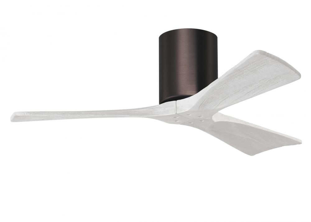 Irene-3H - Three Blade Flush Mount Paddle Fan - 42" - Brushed Bronze Finish - Matte White Blades