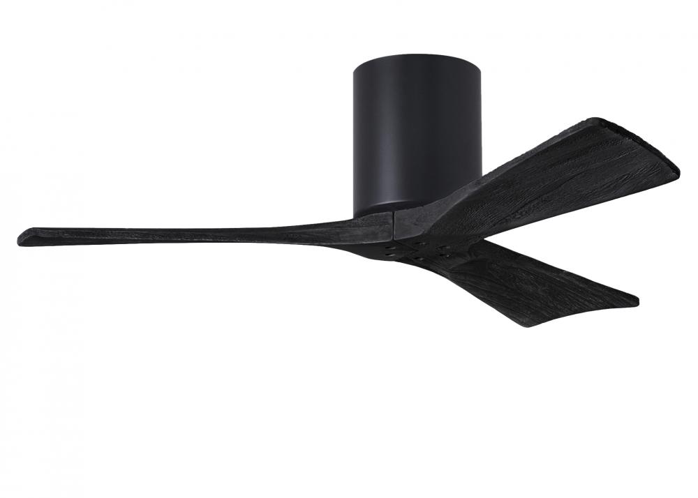 Irene-3H - Three Blade Flush Mount Paddle Fan - 42" - Matte Black Finish - Matte Black Blades
