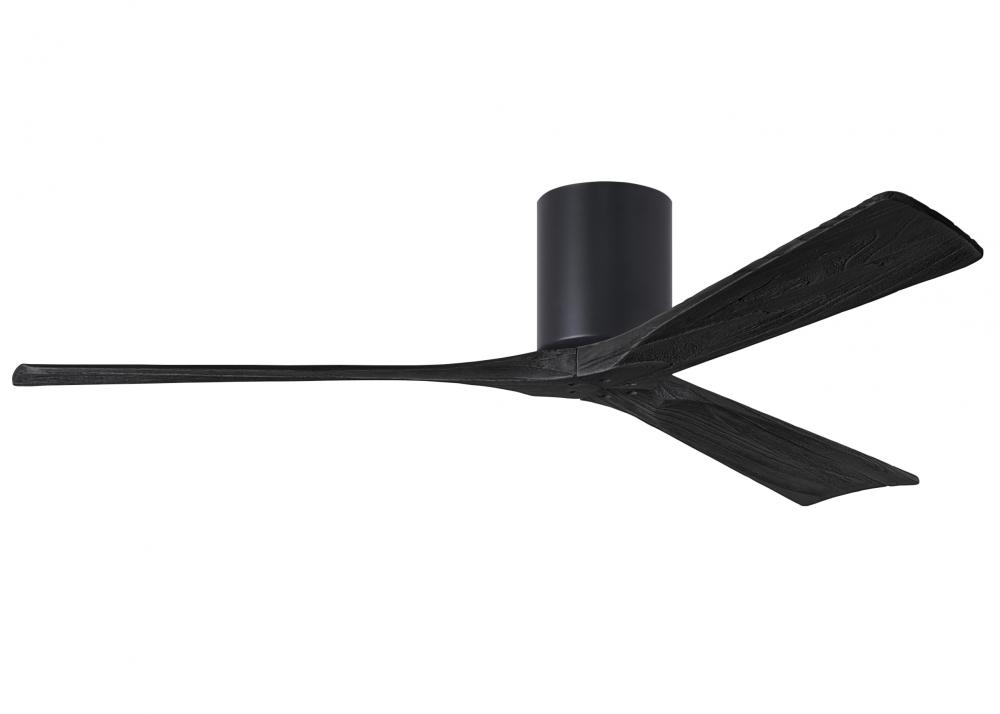 Irene-3H - Three Blade Flush Mount Paddle Fan - 60" - Matte Black Finish - Matte Black Blades