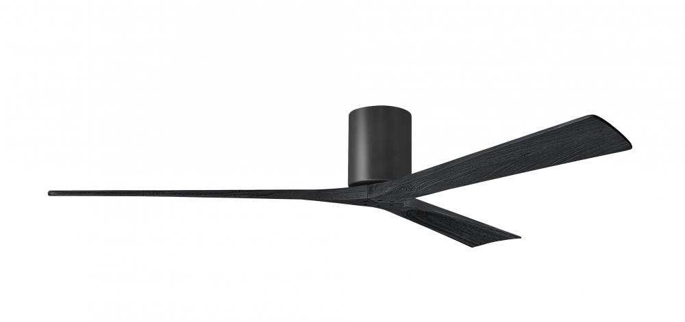Irene-3H - Three Blade Flush Mount Paddle Fan - 72" - Matte Black Finish - Matte Black Blades
