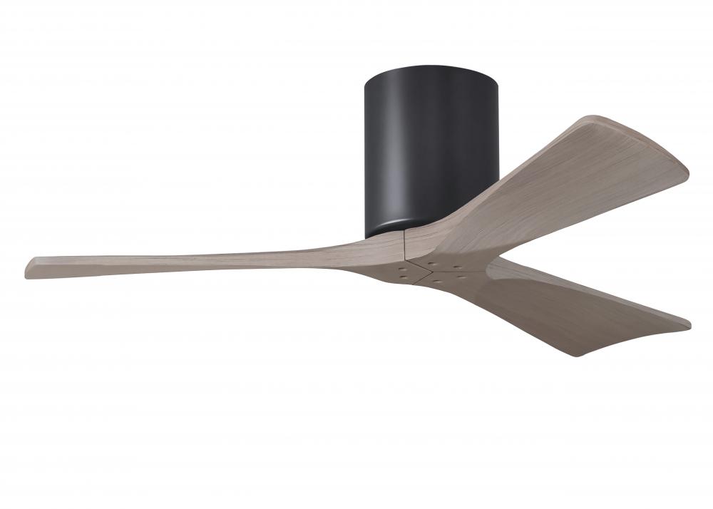 Irene-3H - Three Blade Flush Mount Paddle Fan - 42" - Matte Black Finish - Gray Ash Tone Blades