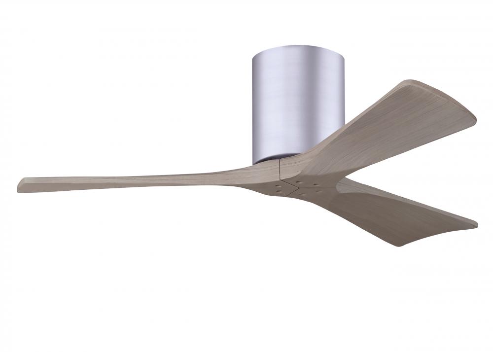 Irene-3H - Three Blade Flush Mount Paddle Fan - 42" - Brushed Nickel Finish - Gray Ash Tone Blad
