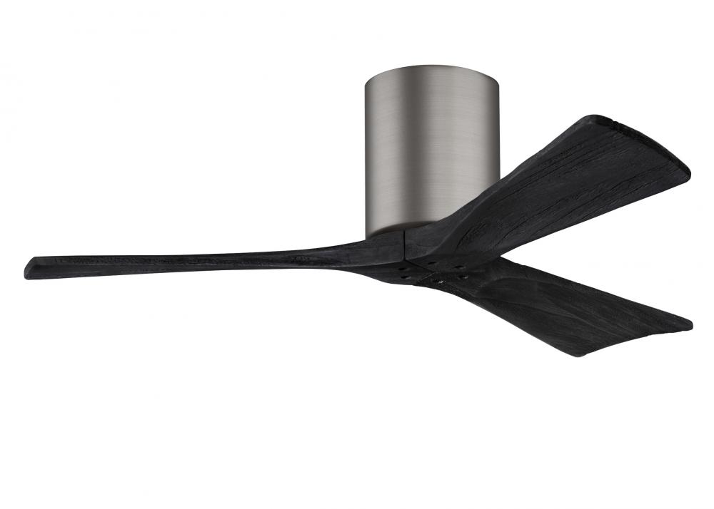 Irene-3H - Three Blade Flush Mount Paddle Fan - 42" - Brushed Pewter Finish - Matte Black Blades