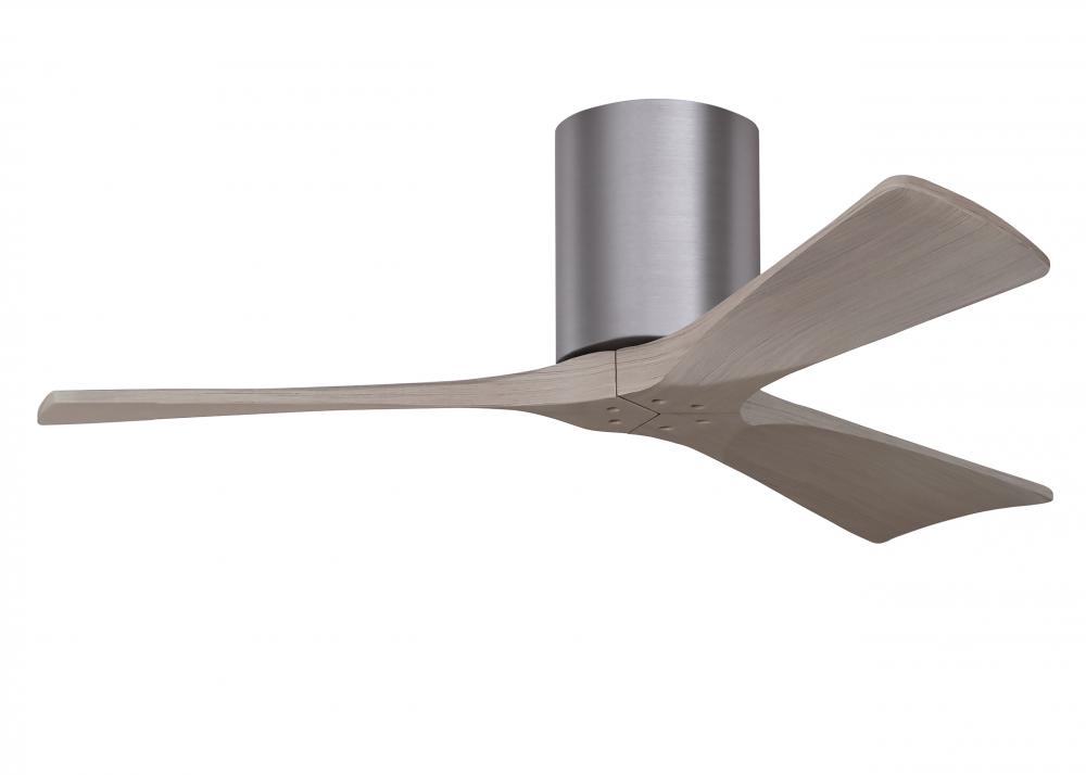 Irene-3H - Three Blade Flush Mount Paddle Fan - 42" - Brushed Pewter Finish - Gray Ash Tone Blad