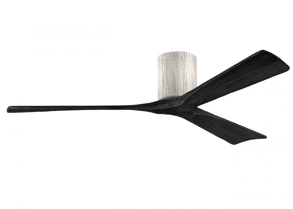 Irene-3H - Three Blade Flush Mount Paddle Fan - 60" - Barn Wood Finish - Matte Black Blades