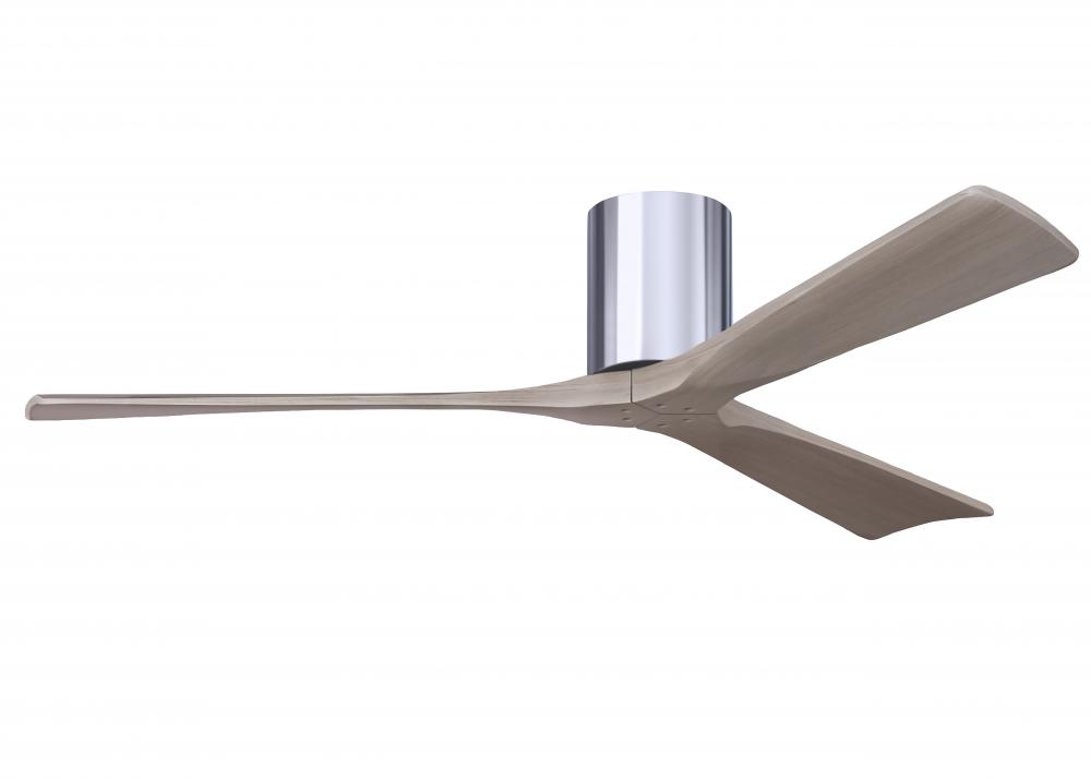 Irene-3H - Three Blade Flush Mount Paddle Fan - 60" - Polished Chrome Finish - Gray Ash Tone Bla