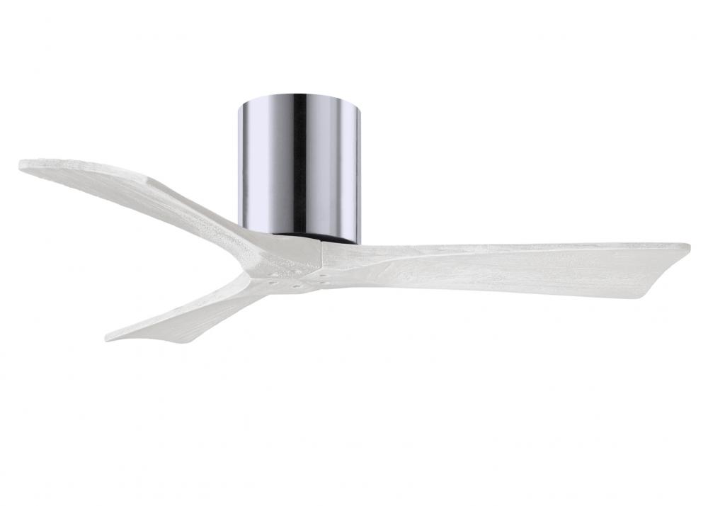 Irene-3H - Three Blade Flush Mount Paddle Fan - 42" - Polished Chrome Finish - Matte White Blade