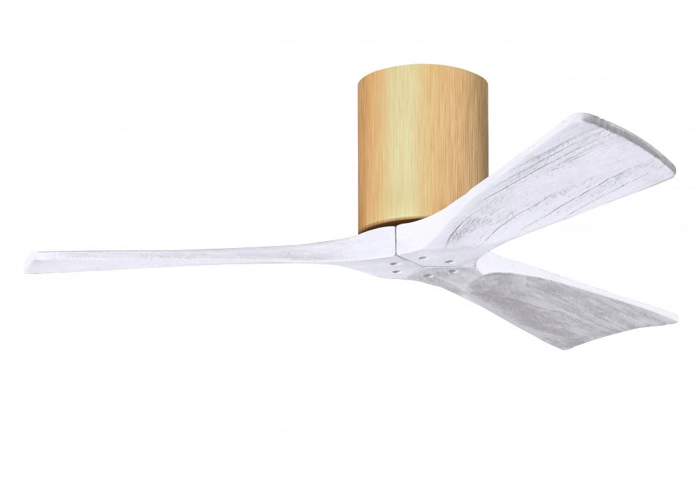 Irene-3H - Three Blade Flush Mount Paddle Fan - 42" - Light Maple Tone Finish -Matte White Blade