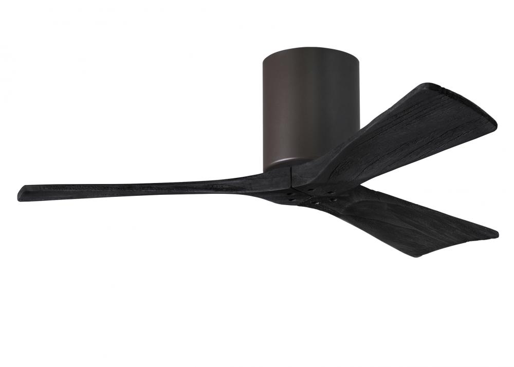Irene-3H - Three Blade Flush Mount Paddle Fan - 42" - Textured Bronze Finish - Matte Black Blade