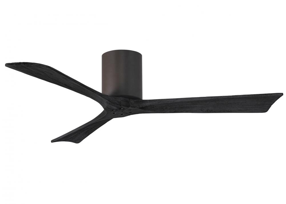 Irene-3H - Three Blade Flush Mount Paddle Fan - 52" - Textured Bronze Finish - Matte Black Blade
