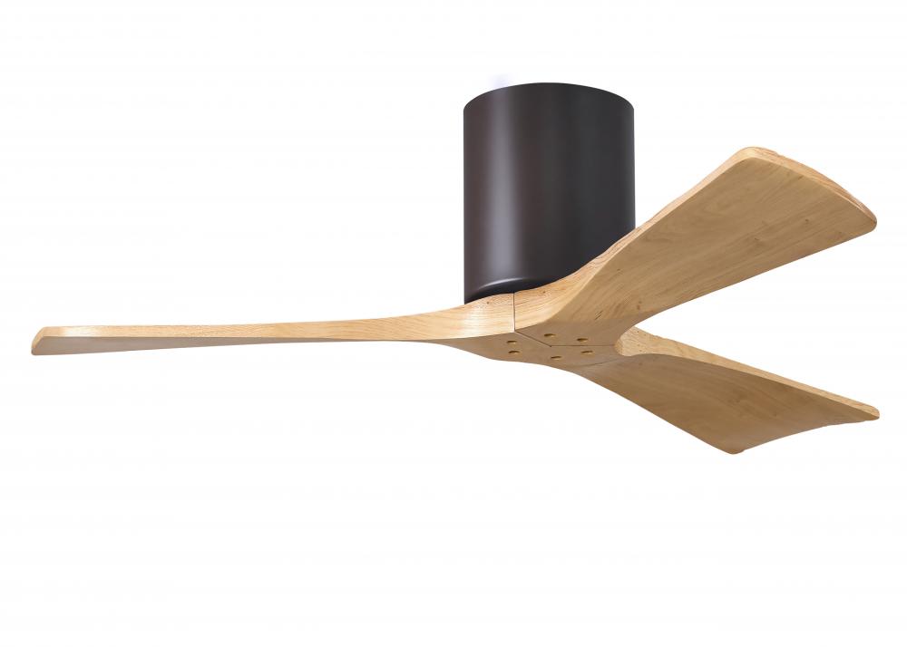 Irene-3H-Three Blade Flush Mount Paddle Fan-42" -Textured Bronze Finish-Light Maple Tone Blades