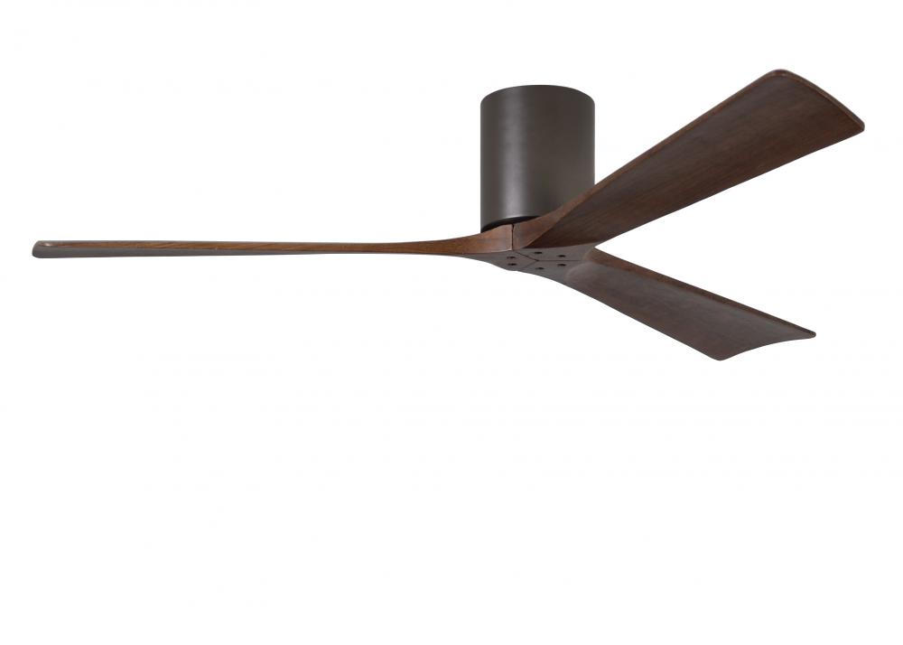 Irene-3H - Three Blade Flush Mount Paddle Fan - 60" - Textured Bronze Finish - Walnut Tone Blade