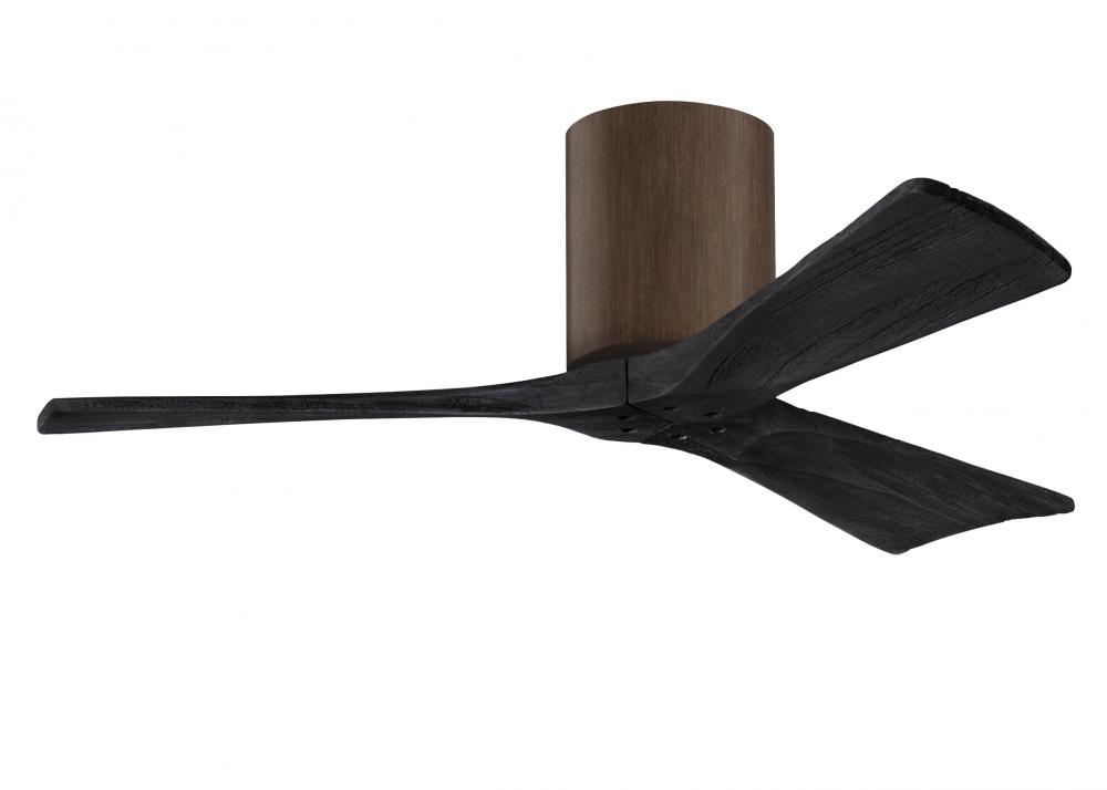 Irene-3H - Three Blade Flush Mount Paddle Fan - 42" - Walnut Finish - Matte Black Blades