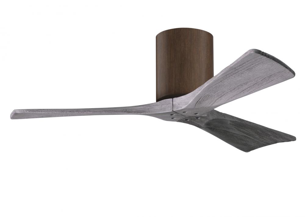Irene-3H - Three Blade Flush Mount Paddle Fan - 42" - Walnut Finish - Barn Wood Tone Blades