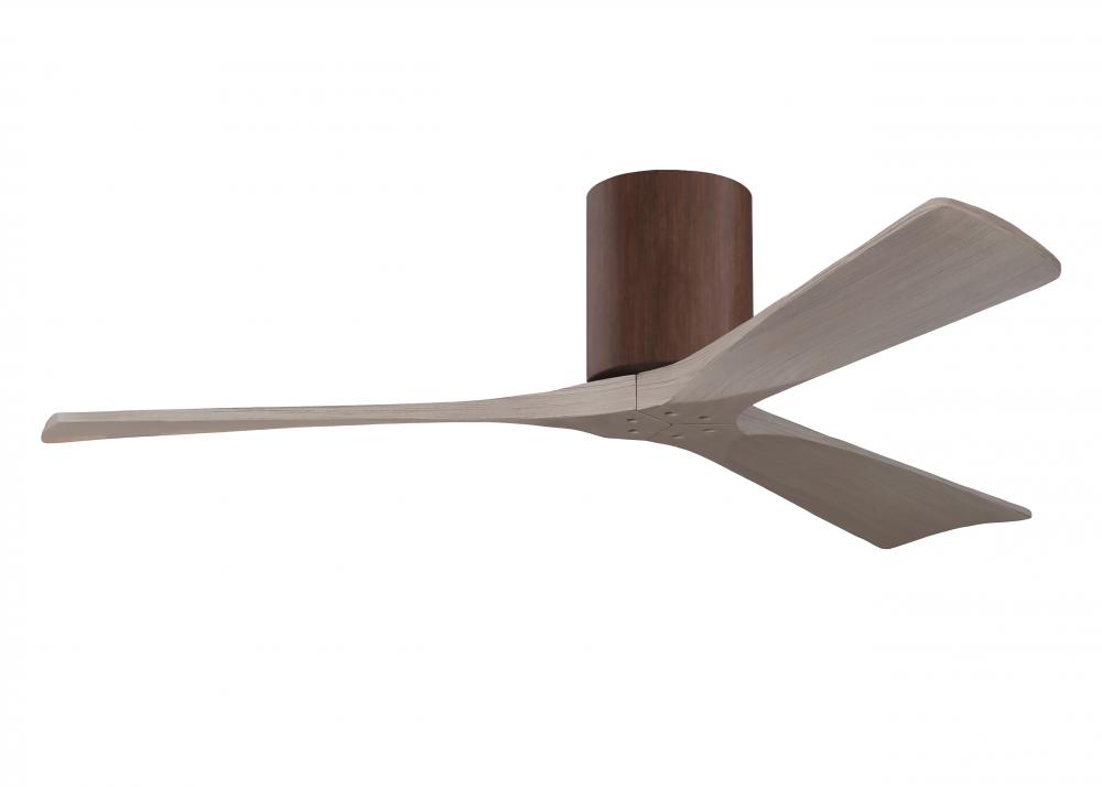 Irene-3H - Three Blade Flush Mount Paddle Fan - 52" - Walnut Finish - Gray Ash Tone Blades