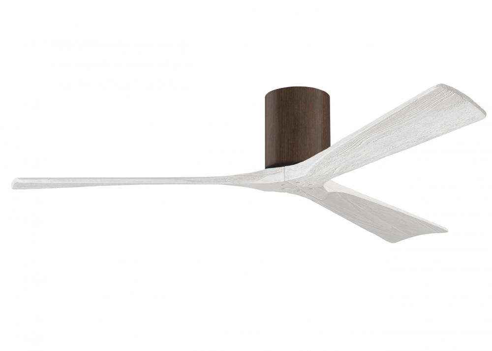 Irene-3H - Three Blade Flush Mount Paddle Fan - 60" - Walnut Finish - Matte White Blades