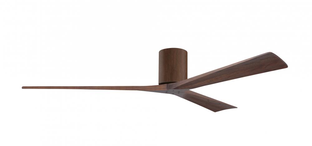 Irene-3H - Three Blade Flush Mount Paddle Fan - 72" - Walnut Finish - Walnut Tone Blades