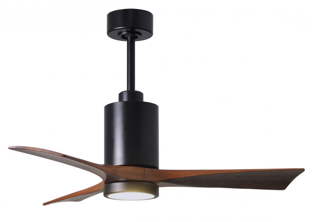 Patricia-3-42" Three Blade Ceiling Fan-5CCT Integrated LED-Matte Black Finish-Walnut Tone Blades