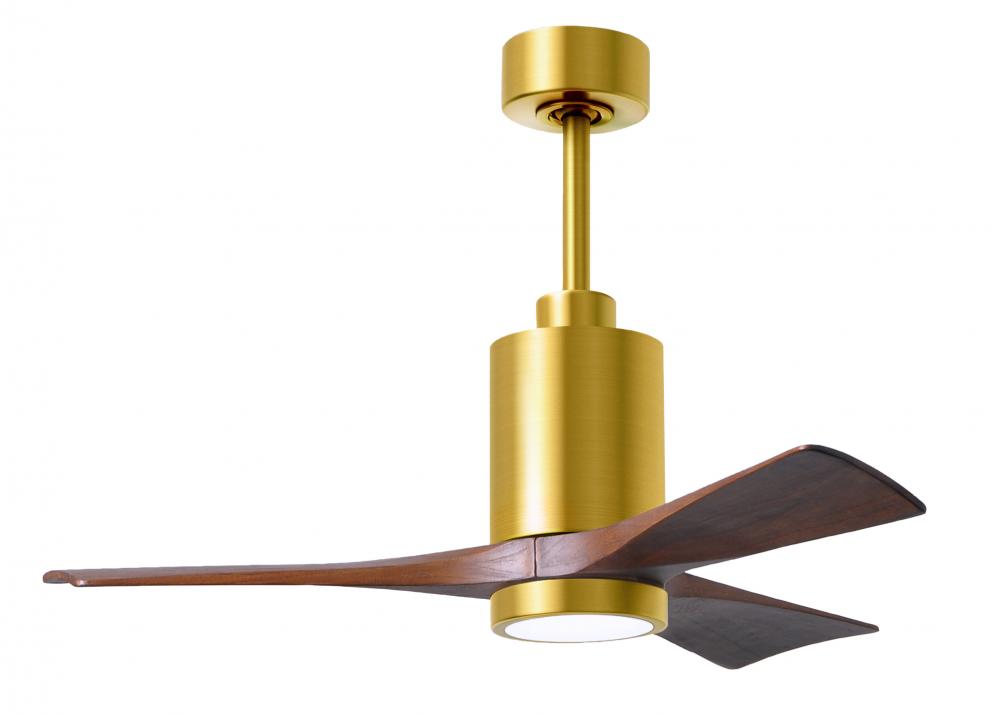 Patricia-3-42" Three Blade Ceiling Fan-5CCT Integrated LED-Brushed Brass Finish-Walnut Tone Blad