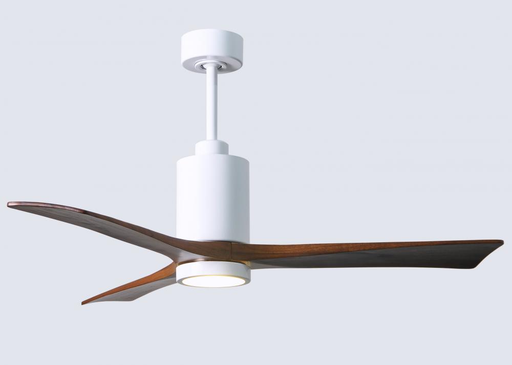 Patricia-3-52" Three Blade Ceiling Fan-5CCT Integrated LED-Gloss White Finish-Walnut Tone Blades