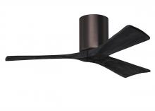 Matthews Fan Company IR3H-BB-BK-42 - Irene-3H - Three Blade Flush Mount Paddle Fan - 42" - Brushed Bronze Finish - Matte Black Blades