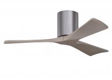 Matthews Fan Company IR3H-BP-GA-42 - Irene-3H - Three Blade Flush Mount Paddle Fan - 42" - Brushed Pewter Finish - Gray Ash Tone Blad