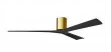 Matthews Fan Company IR3H-BRBR-BK-72 - Irene-3H - Three Blade Flush Mount Paddle Fan - 72" - Brushed Brass Finish - Matte Black Blades