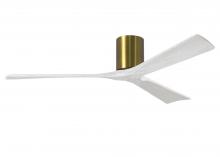 Matthews Fan Company IR3H-BRBR-MWH-60 - Irene-3H - Three Blade Flush Mount Paddle Fan - 60" - Brushed Brass Finish - Matte White Blades