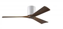 Matthews Fan Company IR3H-WH-WA-52 - Irene-3H - Three Blade Flush Mount Paddle Fan - 52" - Gloss White Finish - Walnut Tone Blades