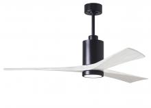 Matthews Fan Company PA3-BK-MWH-60 - Patricia-3-60" Three Blade Ceiling Fan-5CCT Integrated LED-Matte Black Finish-Matte White Blades