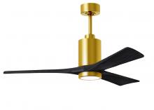 Matthews Fan Company PA3-BRBR-BK-52 - Patricia-3-52" Three Blade Ceiling Fan-5CCT Integrated LED-Brushed Brass Finish-Matte Black Blad
