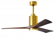 Matthews Fan Company PA3-BRBR-WA-52 - Patricia-3-52" Three Blade Ceiling Fan-5CCT Integrated LED-Brushed Brass Finish-Walnut Tone Blad