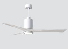 Matthews Fan Company PA3-WH-MWH-60 - Patricia-3-60" Three Blade Ceiling Fan-5CCT Integrated LED-Gloss White Finish-Matte White Blades