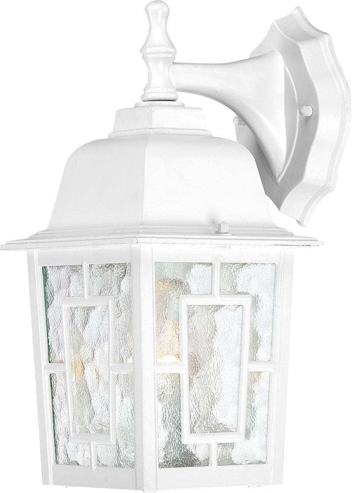 Banyan; 1 Light; 12 in.; Outdoor Wall with Clear Water Glass; Color retail packaging; White Finish