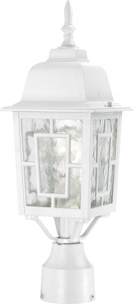 Banyan; 1 Light; 17 in.; Outdoor Post with Clear Water Glass; White Finish