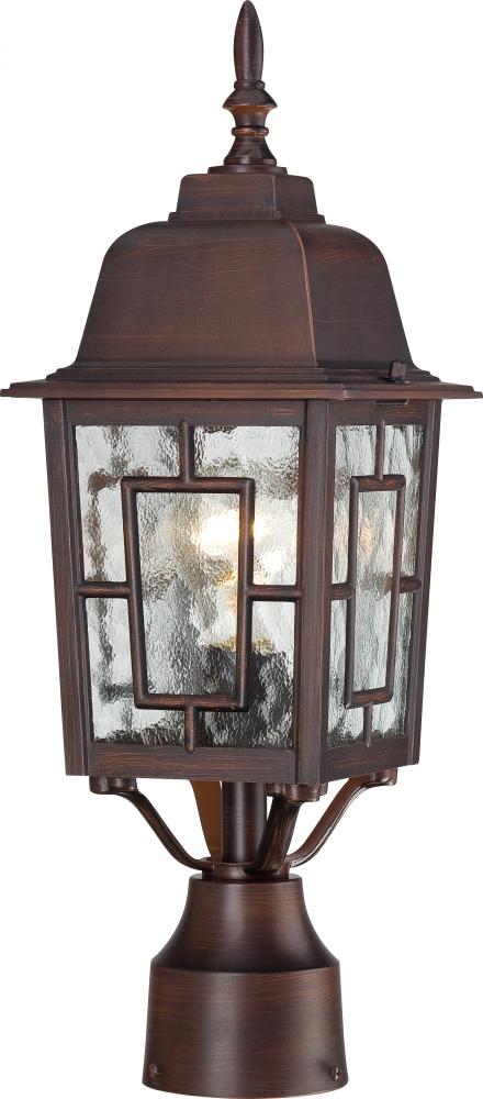 Banyan; 1 Light; 17 in.; Outdoor Post with Clear Water Glass; Rustic Bronze Finish