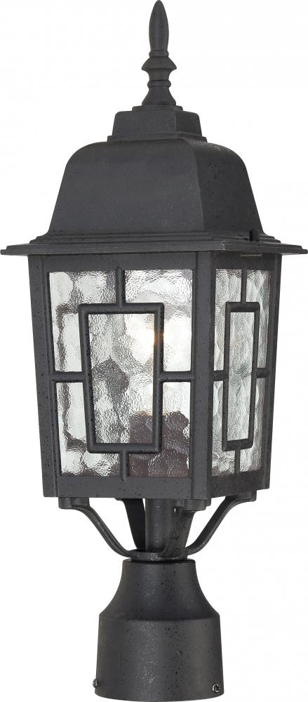 Banyan; 1 Light; 17 in.; Outdoor Post with Clear Water Glass; Textured Black Finish