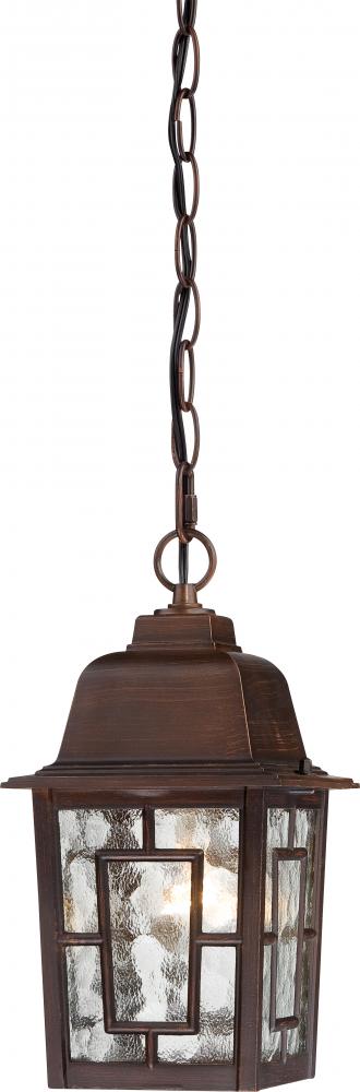 Banyan; 1 Light; 11 in.; Outdoor Hanging with Clear Water Glass; Rustic Bronze Finish