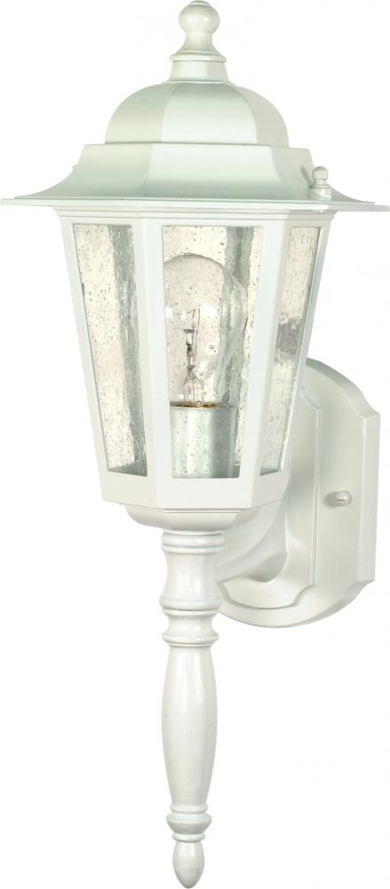 Cornerstone; 1 Light; 18 in.; Wall Lantern with Clear Seed Glass; White Finish
