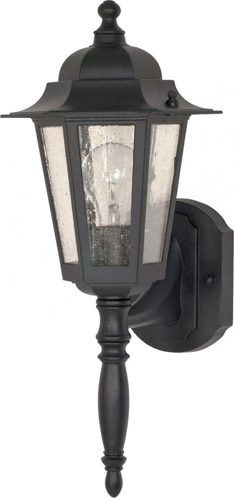 Cornerstone; 1 Light; 18 in.; Wall Lantern with Clear Seed Glass; Textured Black Finish