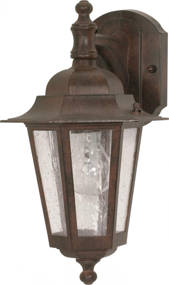 Cornerstone; 1 Light; 13 in.; Wall Lantern; Arm Down with Clear Seed Glass; Old Bronze Finish