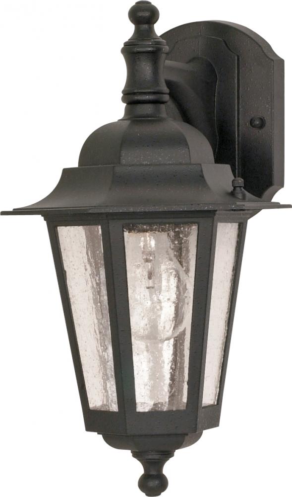 Cornerstone; 1 Light; 13 in.; Wall Lantern; Arm Down with Clear Seed Glass; Textured Black Finish