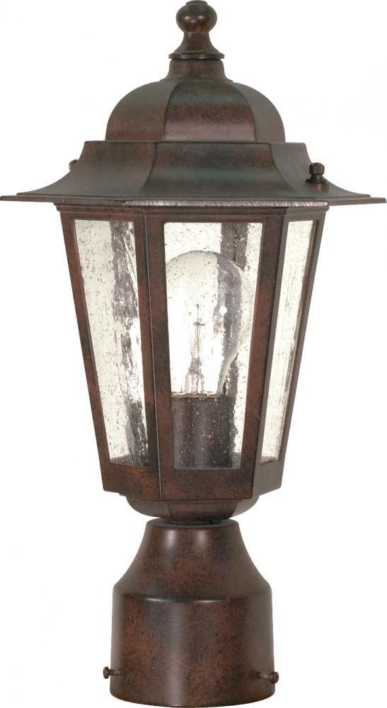 Cornerstone; 1 Light; 14 in.; Post Lantern with Clear Seed Glass; Old Bronze Finish
